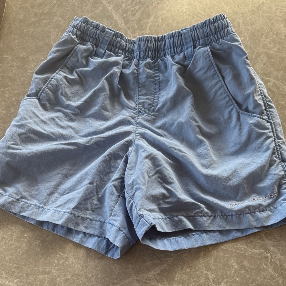 Columbia lined blue shorts with Omni Shade.